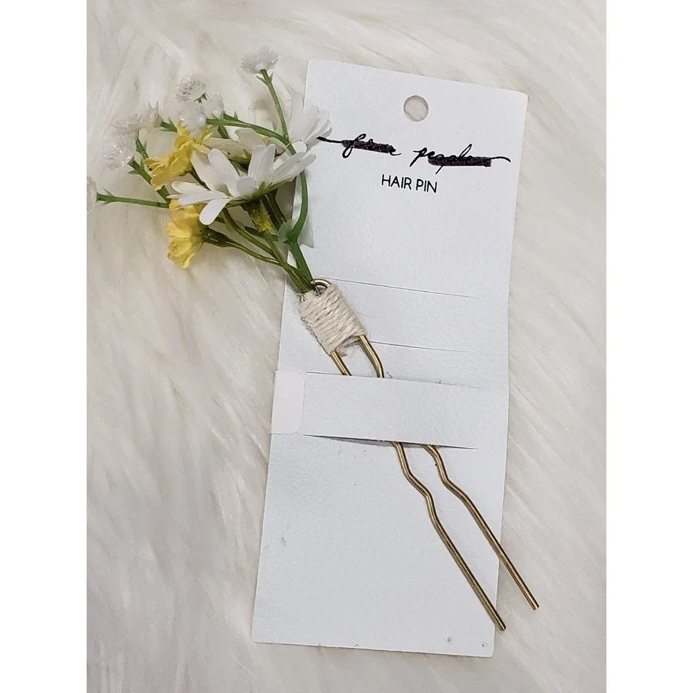 Take It Eazy Hair Pin Free People Daisy Wildflower Babys Breath Gold Tone Fork